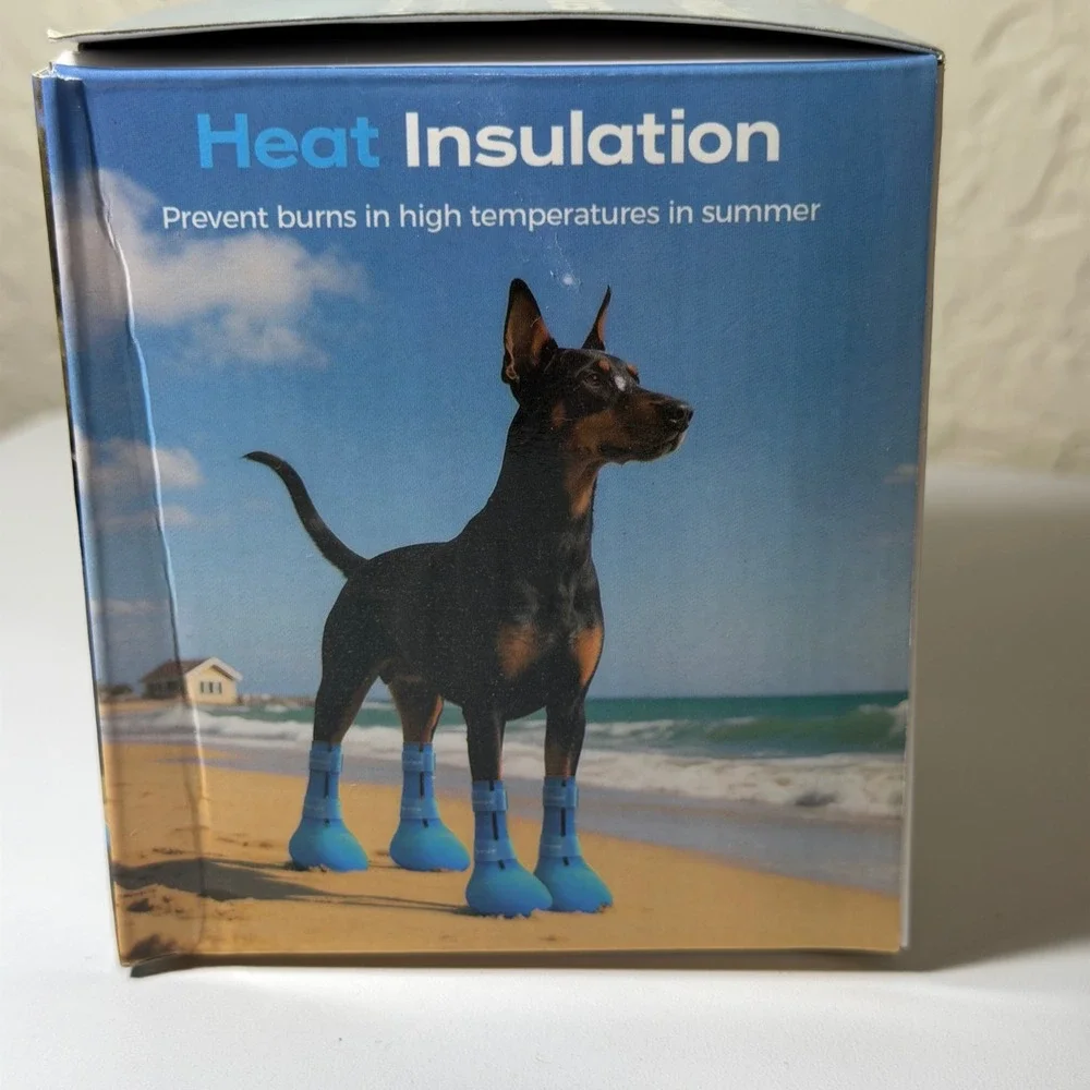 Fdceligoo Blue Rubber Dog‎ Booties Water Resistant Heat Insulation